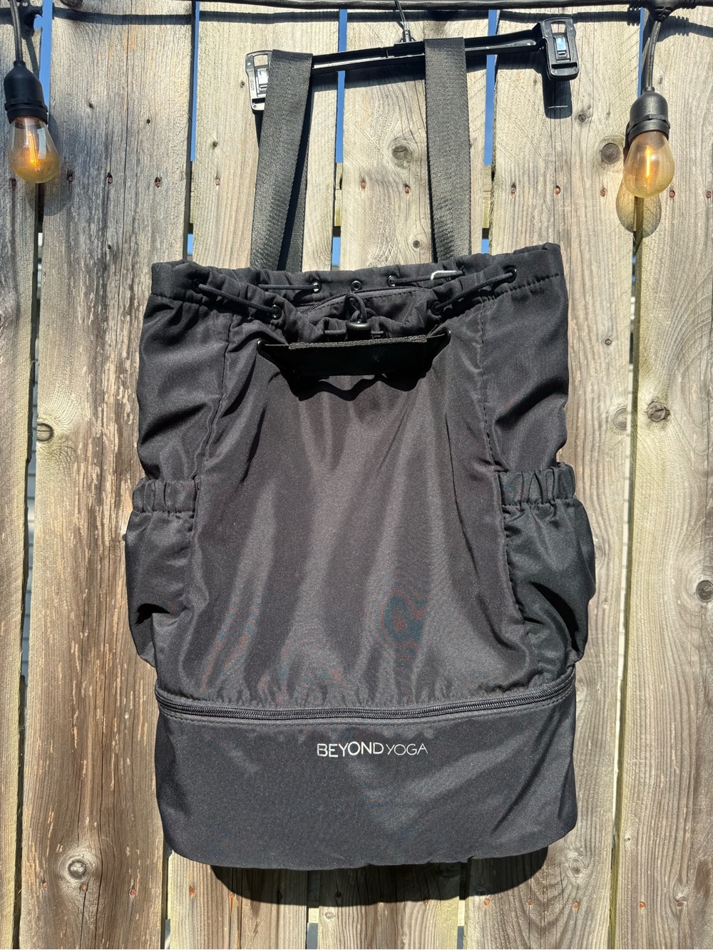 Beyond Yoga Black Convertible Tote-to-Backpack with Drawstring